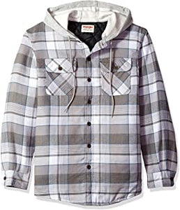 Authentics Men’s Long Sleeve Quilted Lined Flannel Shirt Jacket with Hood