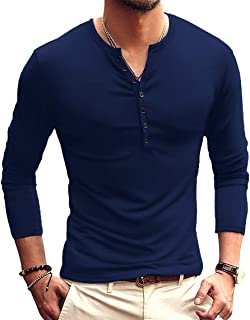 Men's Casual Slim Fit Basic Henley Short/Long Sleeve Fashion T-Shirt